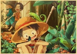 One Piece Poster featuring Luffy, Sabo, and Ace as Children (21x30cm)