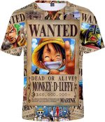 Maglietta One Piece ricercata Rufy ricercato